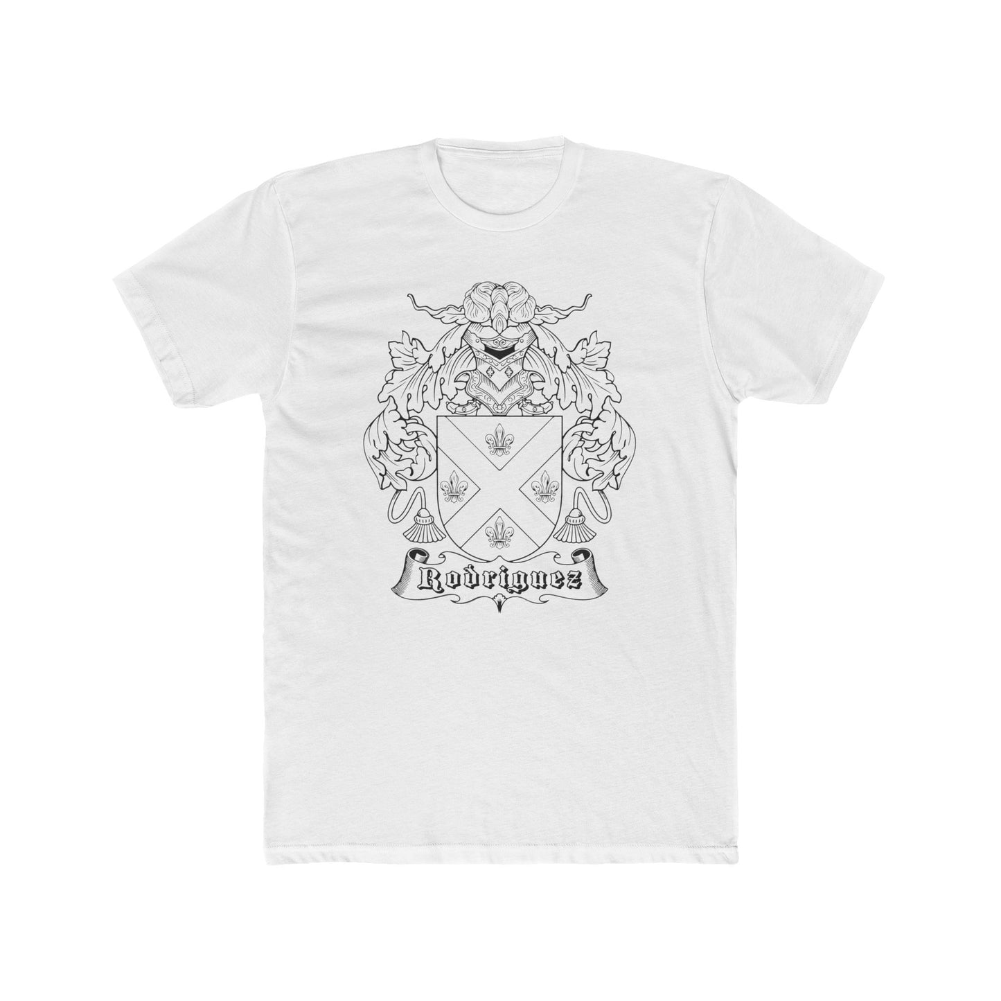 Cotton Tee - Rodriguez Last Name Coat of Arms Spanish Ancestry Mexican Heritage Family Crest